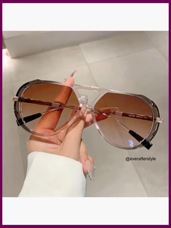 Oversized Pilot Sunglasses with Metal Frame and UV Protection main image 7